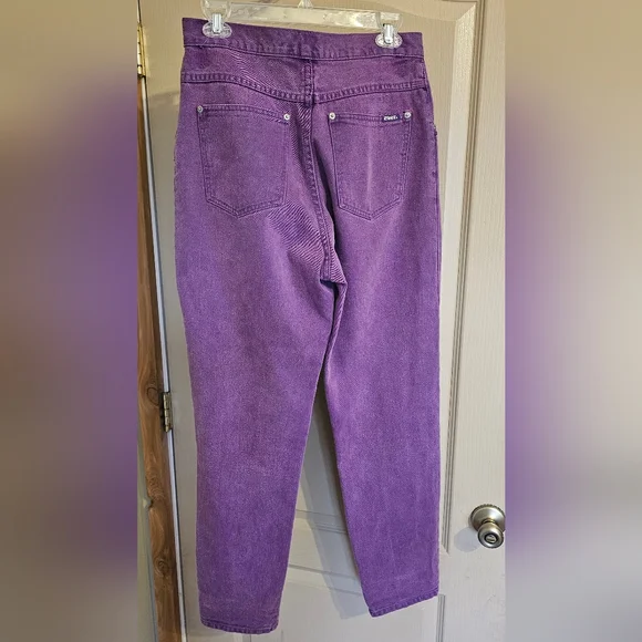 Vintage 90's Jordache Jeanjer Purple Embroidered Jeans 11/12 100% Cotton - Picture 3 of 6